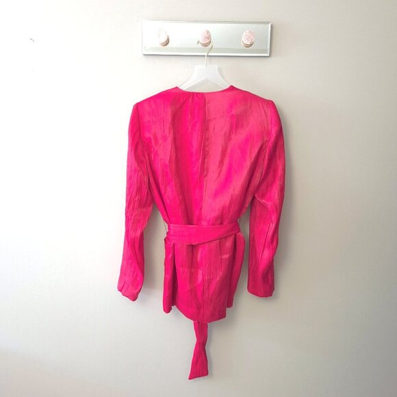 NWOT Zara raspberry pink red double breasted belted blazer, M - Picture 6 of 9